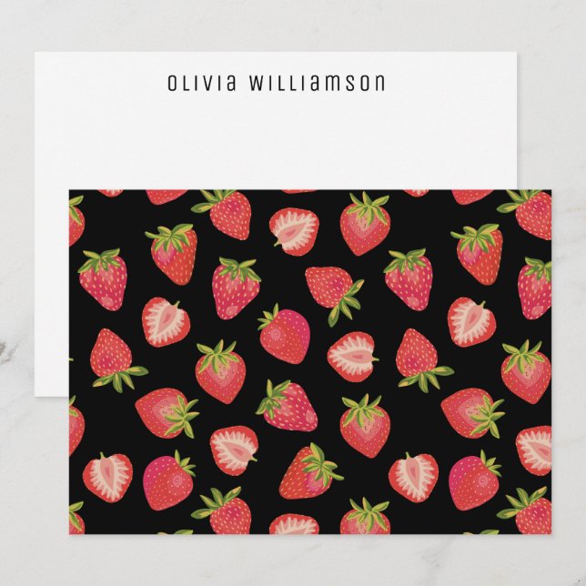 Personalisiertes Erdbeermuster Mitteilungskarte (Vorne/Hinten)
