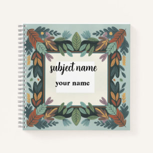 Personalisiertes, erdiger botanischer Rahmen Notiz Notizbuch