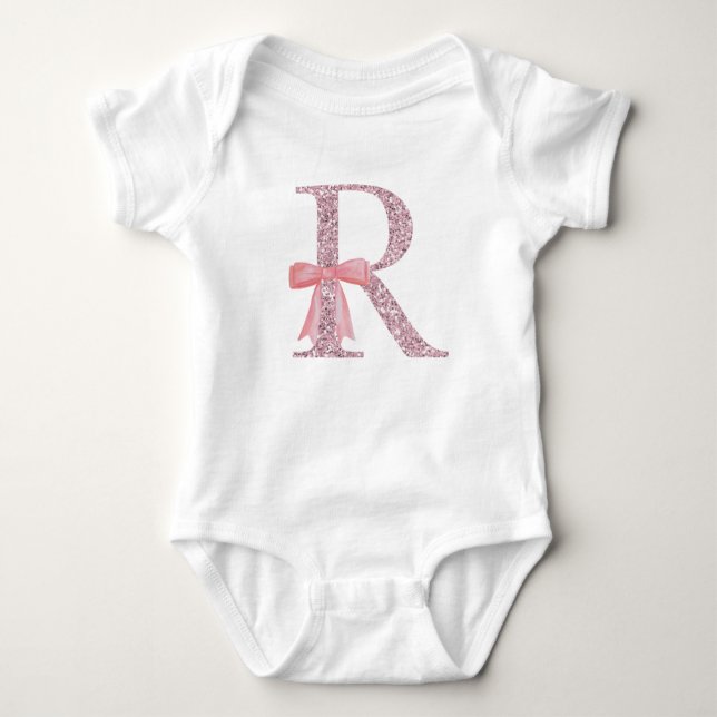 Personalisiertes erstes Baby Girl "R" Baby Strampler (Vorderseite)