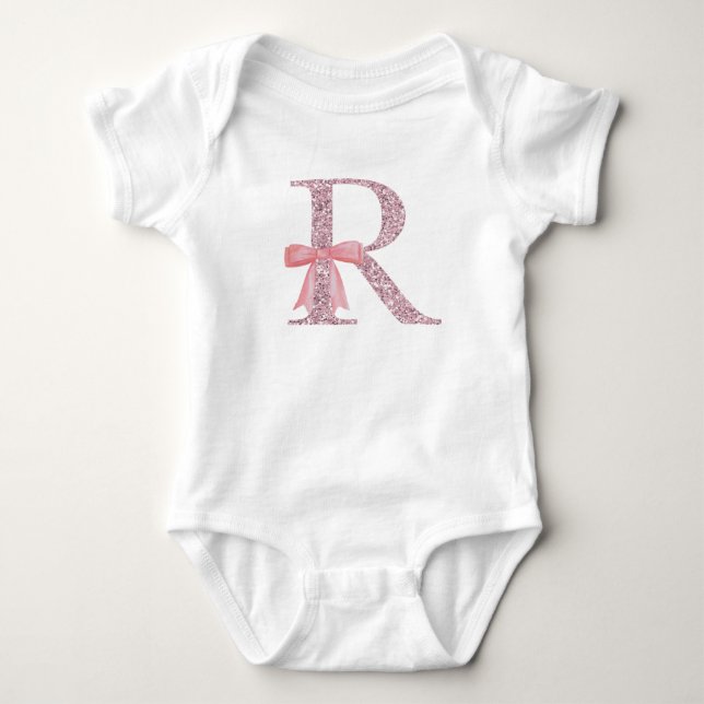 Personalisiertes erstes Baby Girl "R" Strampler (Vorderseite)