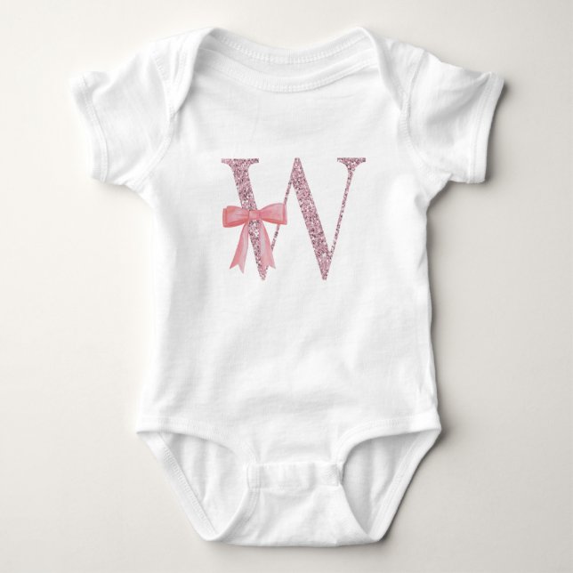 Personalisiertes erstes Baby Girl "W" Baby Strampler (Vorderseite)