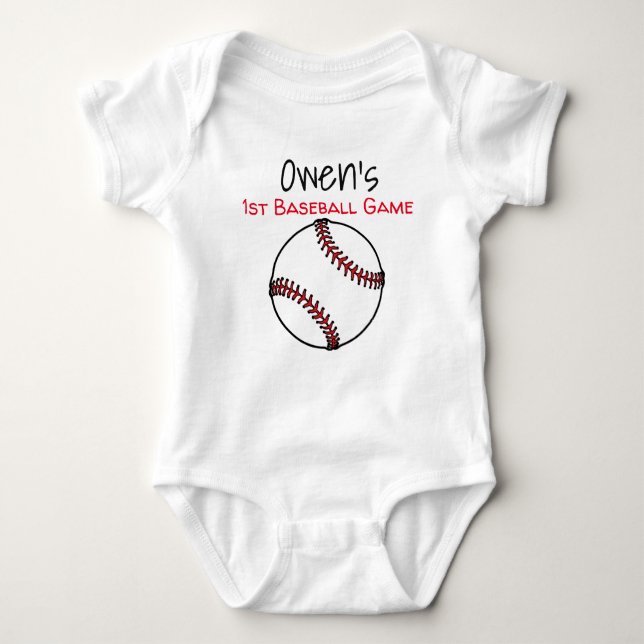 personalisiertes erstes Baseballspiel Baby Strampler (Vorderseite)