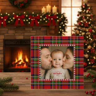 Personalisiertes Erstes Foto Tartan Karte