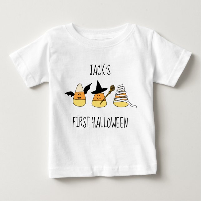 Personalisiertes erstes Halloween Baby T-shirt (Vorderseite)