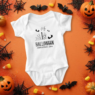 Personalisiertes erstes Halloween mit Fledermäusen Baby Strampler