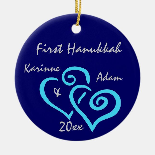 Personalisiertes erstes Hanukkah-Ornament Keramik Ornament (Vorne)