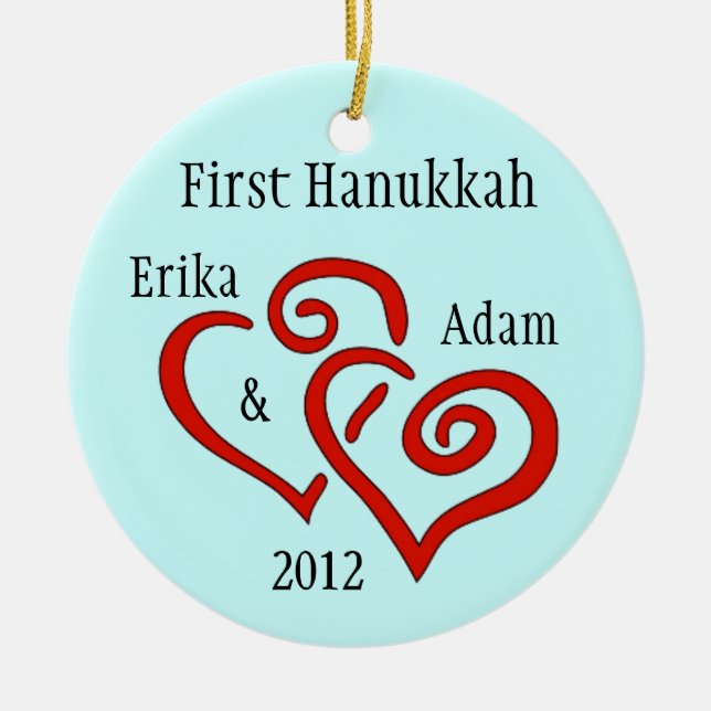 Personalisiertes erstes Hanukkah-Ornament Keramik Ornament (Vorne)