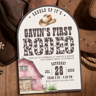 Personalisiertes erstes Rodeo-Party 1. Geburtstag Einladung