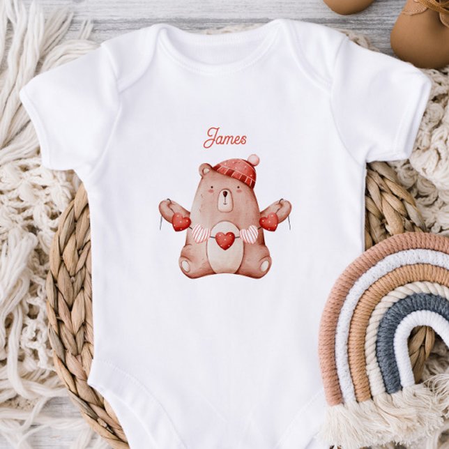 Personalisiertes Erstes Valentinstag Baby Bodysuit Strampler (Von Creator hochgeladen)