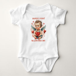 Personalisiertes Erstes Valentintagslied des Babys Baby Strampler