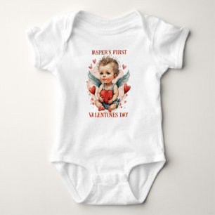Personalisiertes Erstes Valentintagslied des Babys Baby Strampler