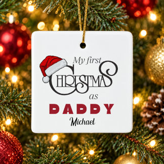 Personalisiertes erstes Weihnachten als Daddy-Orna Keramikornament