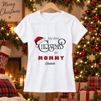 Personalisiertes Erstes Weihnachten als Mami T-Shi T-Shirt