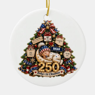 Personalisiertes erstes Weihnachten des Babys 250. Keramik Ornament