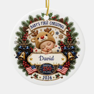Personalisiertes erstes Weihnachten des Babys Amer Keramik Ornament