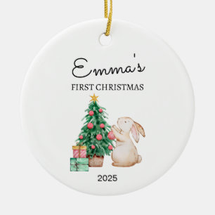 Personalisiertes erstes Weihnachten des Babys, Has Keramik Ornament
