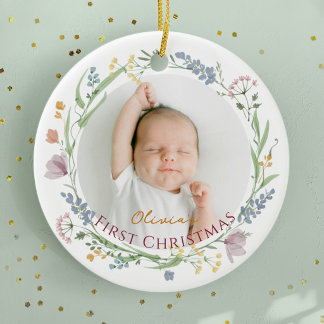 Personalisiertes erstes Weihnachten des Babys Keramik Ornament