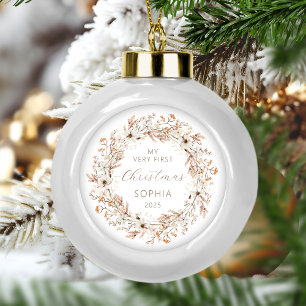 Personalisiertes erstes Weihnachten des Babys mit Keramik Kugel-Ornament