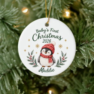 Personalisiertes erstes Weihnachten des Babys "Pin Keramik Ornament