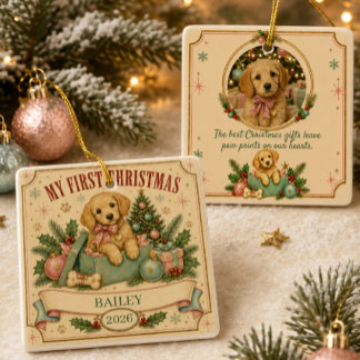 Personalisiertes erstes Weihnachten des Haustieres Keramikornament