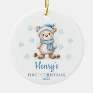 Personalisiertes erstes Weihnachten für Baby-Bären Keramik Ornament