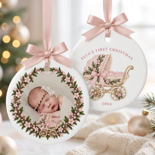 Personalisiertes erstes Weihnachten für Baby Mädch Keramik Ornament