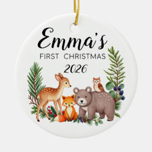 Personalisiertes erstes Weihnachten für Babys mit Keramik Ornament