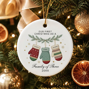Personalisiertes erstes Weihnachten für eine Famil Keramik Ornament