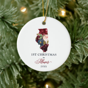 Personalisiertes Erstes Weihnachten in Illinois St Keramik Ornament