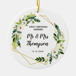 Personalisiertes Erstes Weihnachten Verheiratet al Keramik Ornament