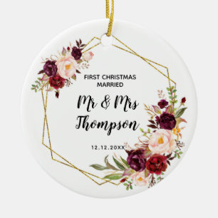 Personalisiertes Erstes Weihnachten Verheiratet al Keramik Ornament