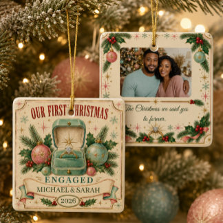 Personalisiertes erstes Weihnachten Verlobt 2026 F Keramikornament