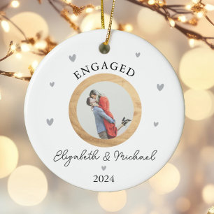 Personalisiertes erstes Weihnachten Verlobtes fest Keramik Ornament
