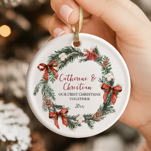 Personalisiertes erstes Weihnachten zusammen Keramik Ornament