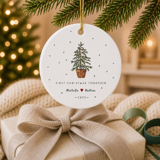 Personalisiertes erstes Weihnachten zusammen Paar Keramik Ornament