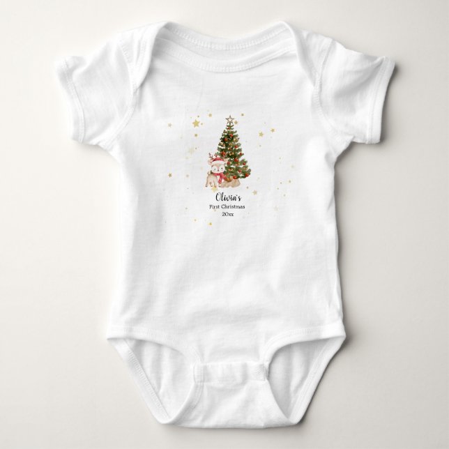 Personalisiertes Erstes Weihnachts-Babykissen Baby Strampler (Vorderseite)