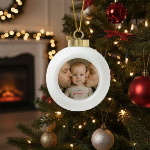 Personalisiertes erstes Weihnachtsfoto  Keramik Kugel-Ornament