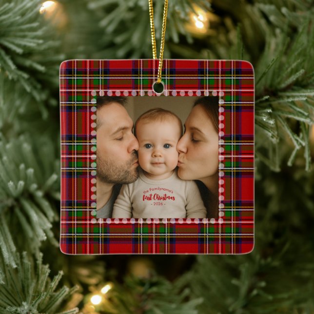 Personalisiertes erstes Weihnachtsfoto  Keramikornament (Baum)