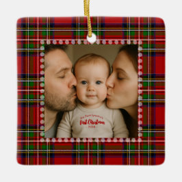 Personalisiertes erstes Weihnachtsfoto Keramikornament