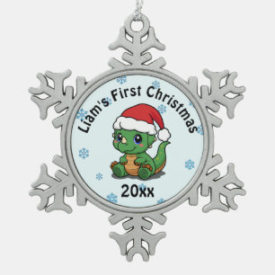 Personalisiertes Erstes Weihnachtsschneeflocken Schneeflocken Zinn-Ornament