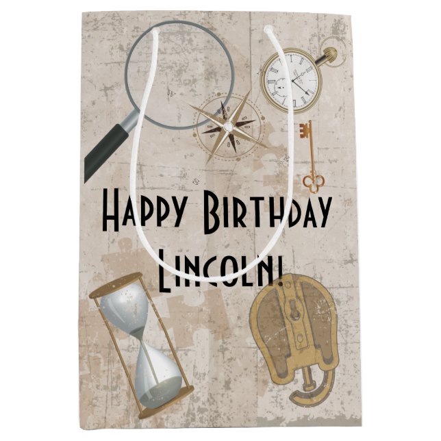 Personalisiertes Escape Room Party Geschenktasche Mittlere Geschenktüte (Vorderseite)