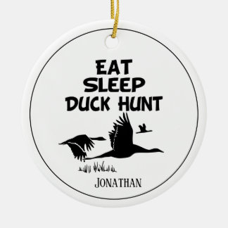 Personalisiertes Essen, Schlafen, Entenjagd Keramik Ornament