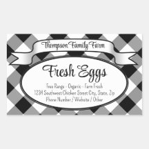 Personalisiertes Etikett für Eierkarton aus Gingha