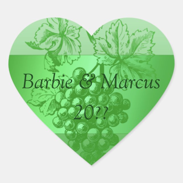 Personalisiertes Etikett für Hochzeitsweine Herz-Aufkleber (Vorderseite)