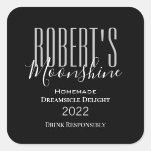 Personalisiertes Etikett "Moonshine" Quadratischer Aufkleber