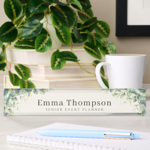 Personalisiertes Eukalyptus-Acrylschild für den Sc Namensplakette