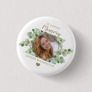 Personalisiertes Eukalyptus-Fotogedenken Button