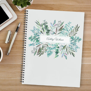 Personalisiertes Eukalyptus-Grünzeug-Blätter-Notiz Notizbuch