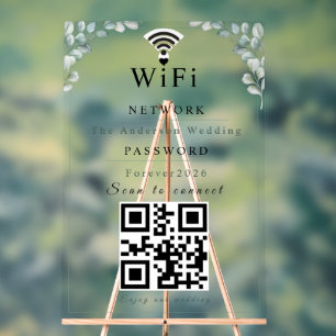 Personalisiertes Eukalyptus-Hochzeits-WLAN-Schild Acrylschild