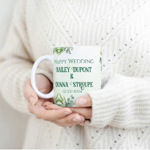 Personalisiertes Eukalyptus-Hochzeitstipendium Kaffeetasse
